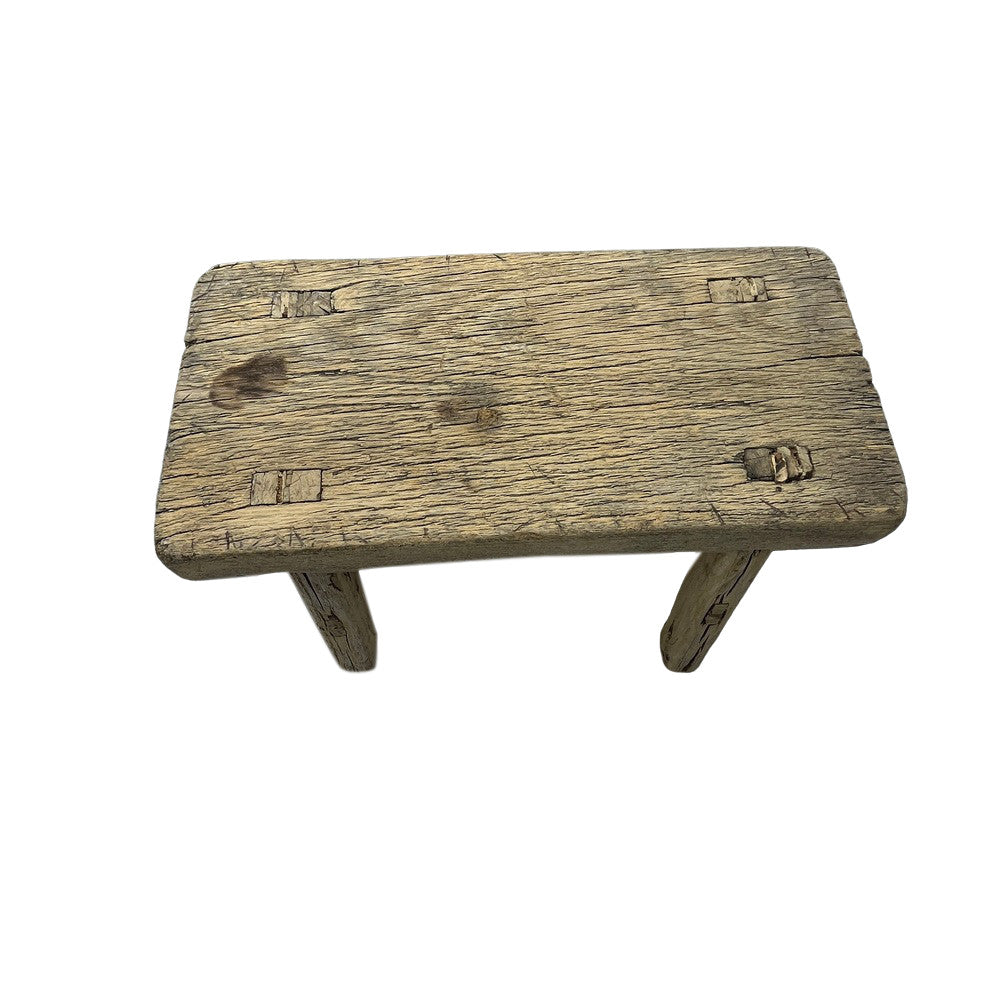 Vintage Mini Elm Wood Workers Stool - Berbere Imports