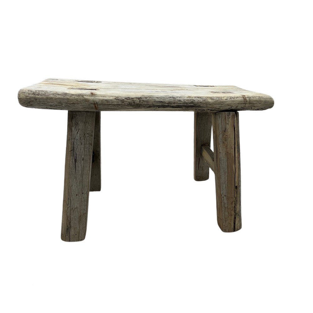 Vintage Mini Elm Wood Workers Stool - Berbere Imports