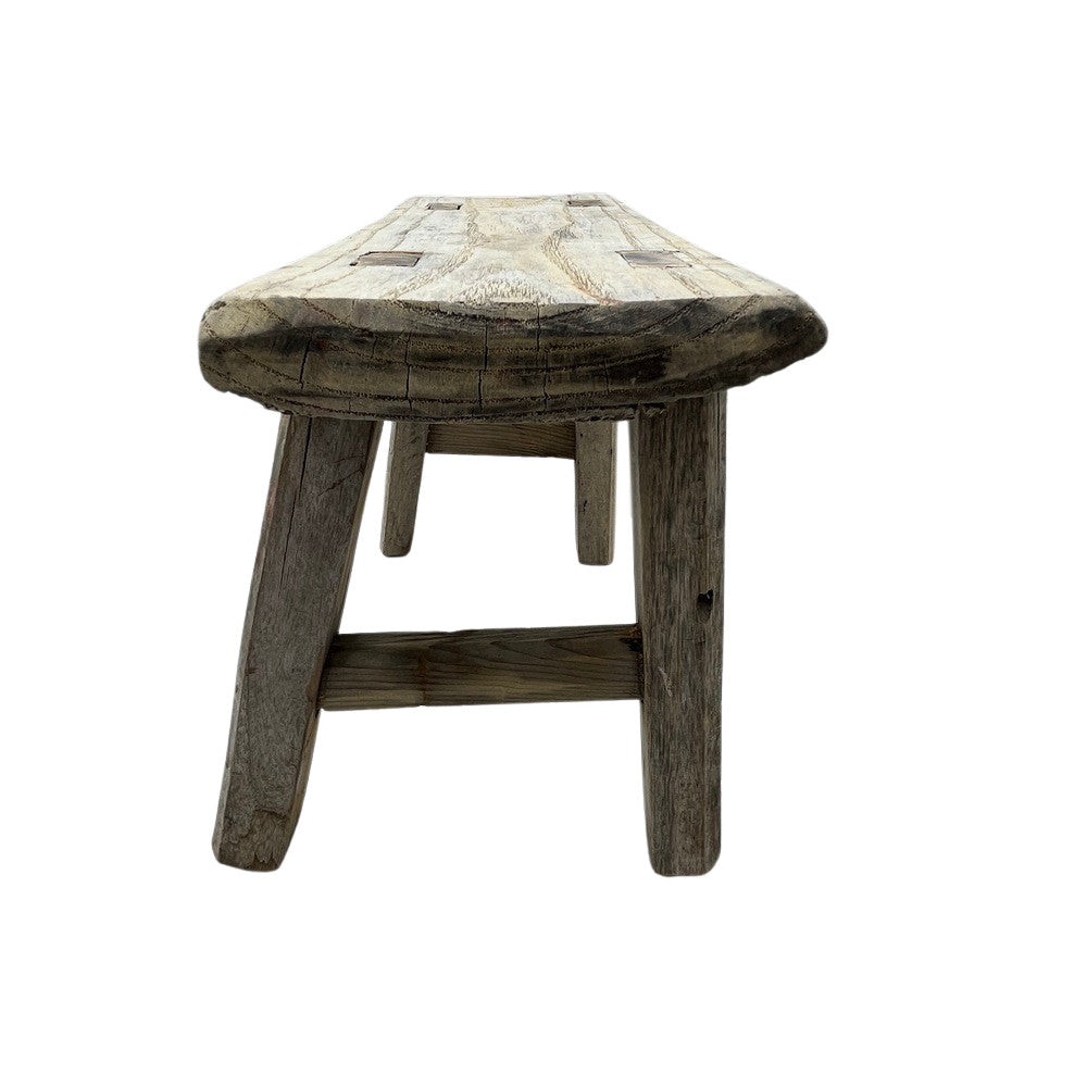 Vintage Mini Elm Wood Workers Stool - Berbere Imports