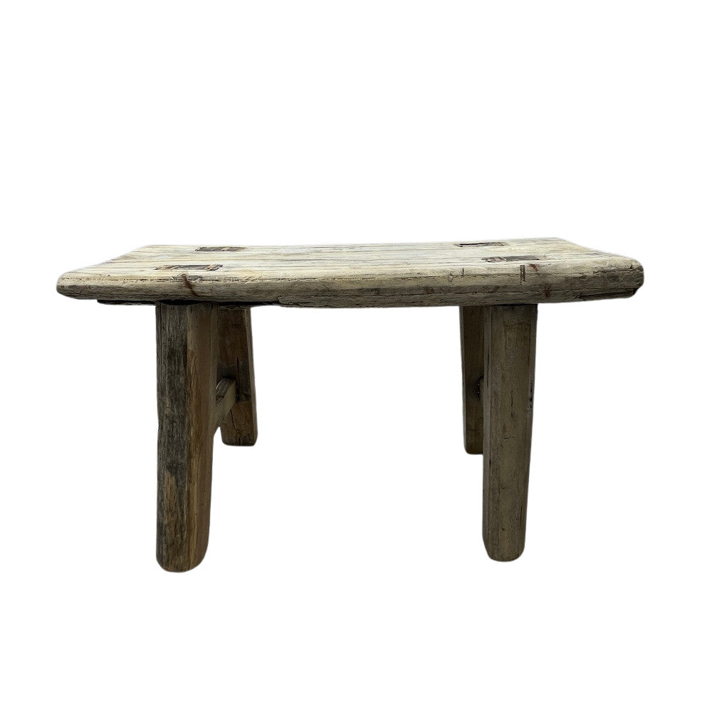 Vintage Mini Elm Wood Workers Stool - Berbere Imports