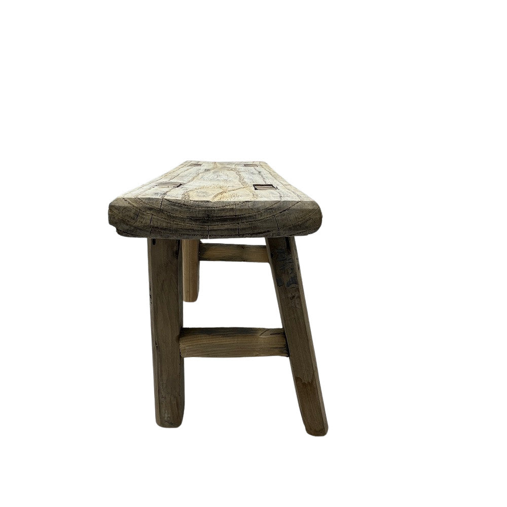 Vintage Mini Elm Wood Workers Stool - Berbere Imports