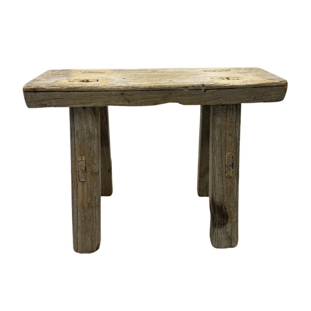 Vintage Mini Elm Wood Workers Stool - Berbere Imports