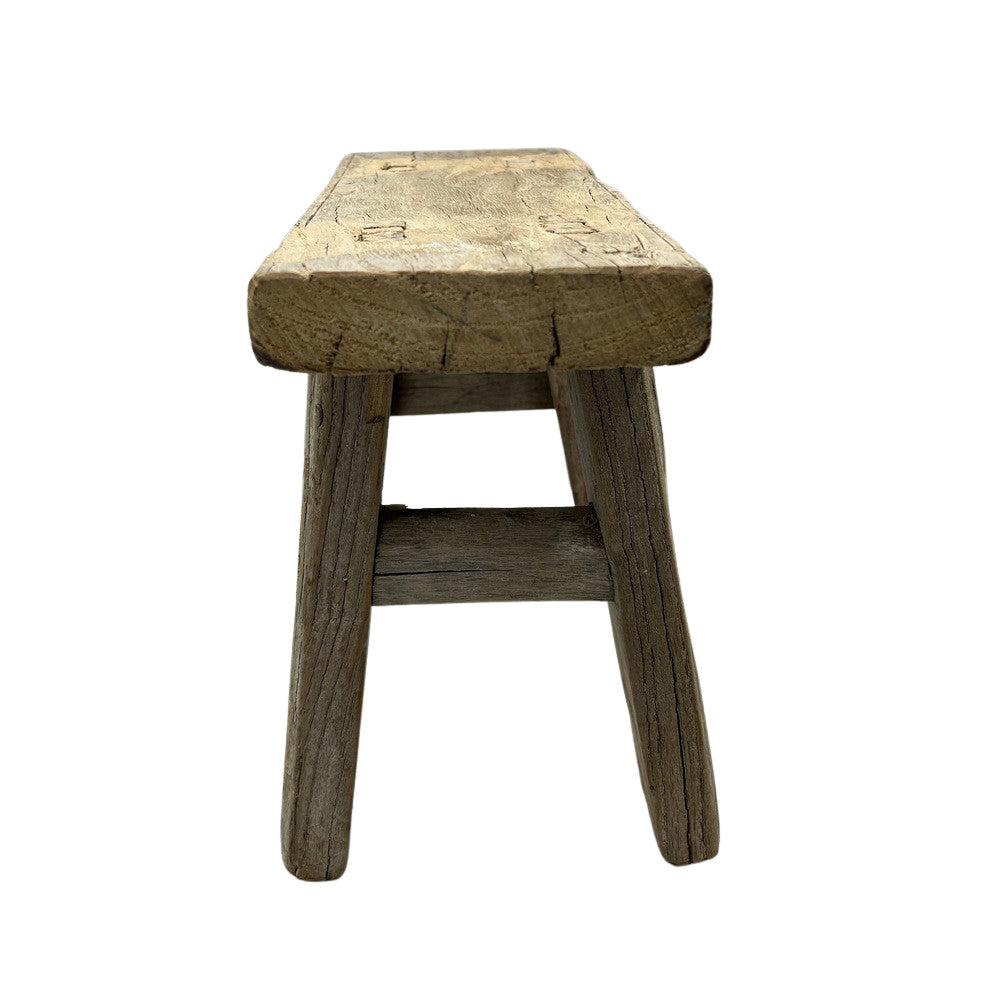 Vintage Mini Elm Wood Workers Stool - Berbere Imports