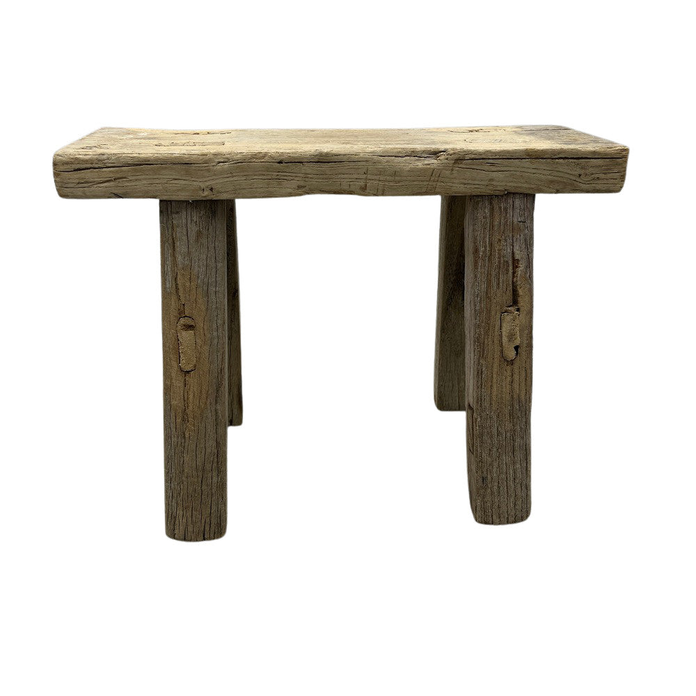 Vintage Mini Elm Wood Workers Stool - Berbere Imports