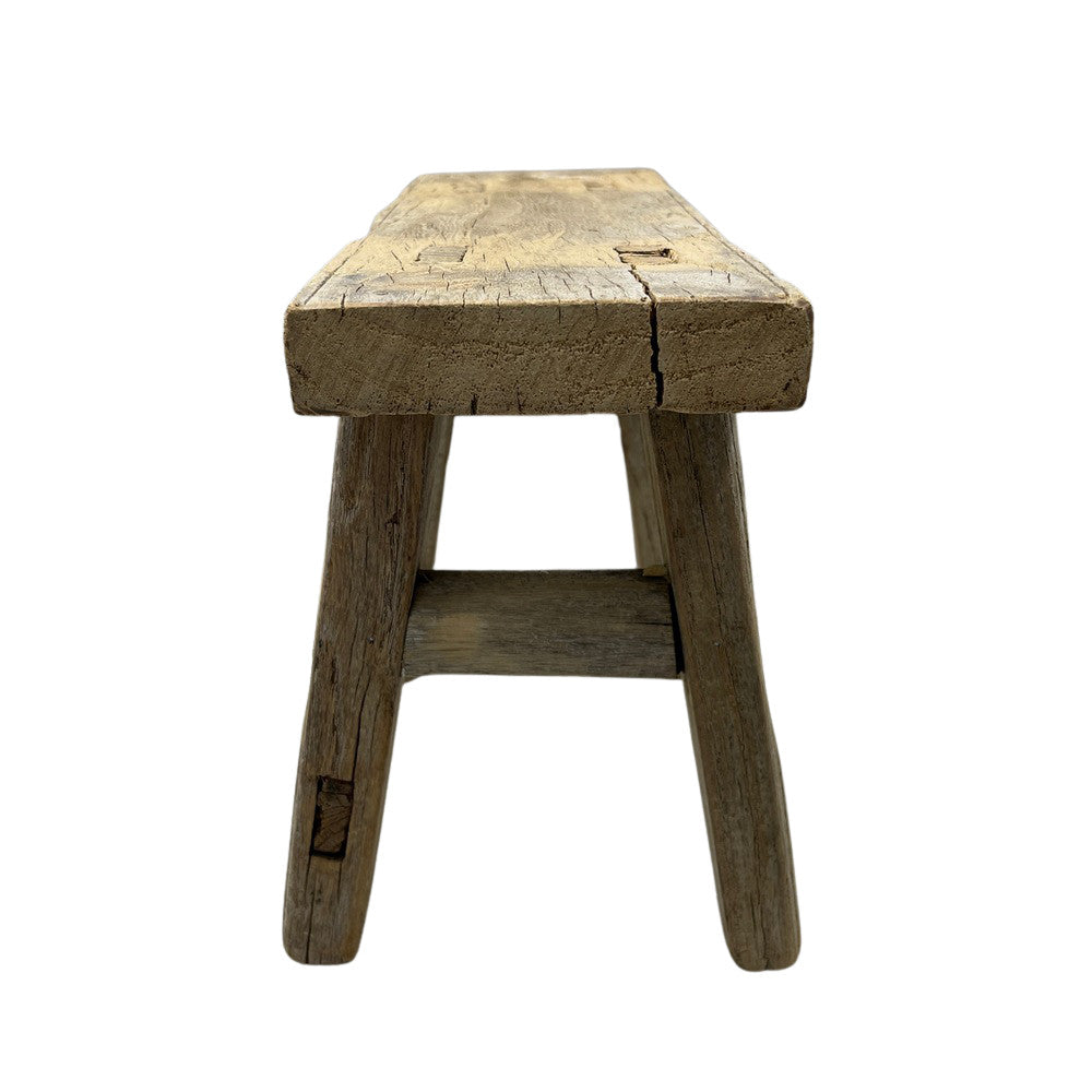 Vintage Mini Elm Wood Workers Stool - Berbere Imports