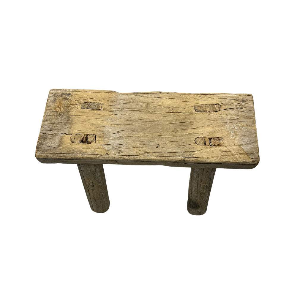 Vintage Mini Elm Wood Workers Stool - Berbere Imports