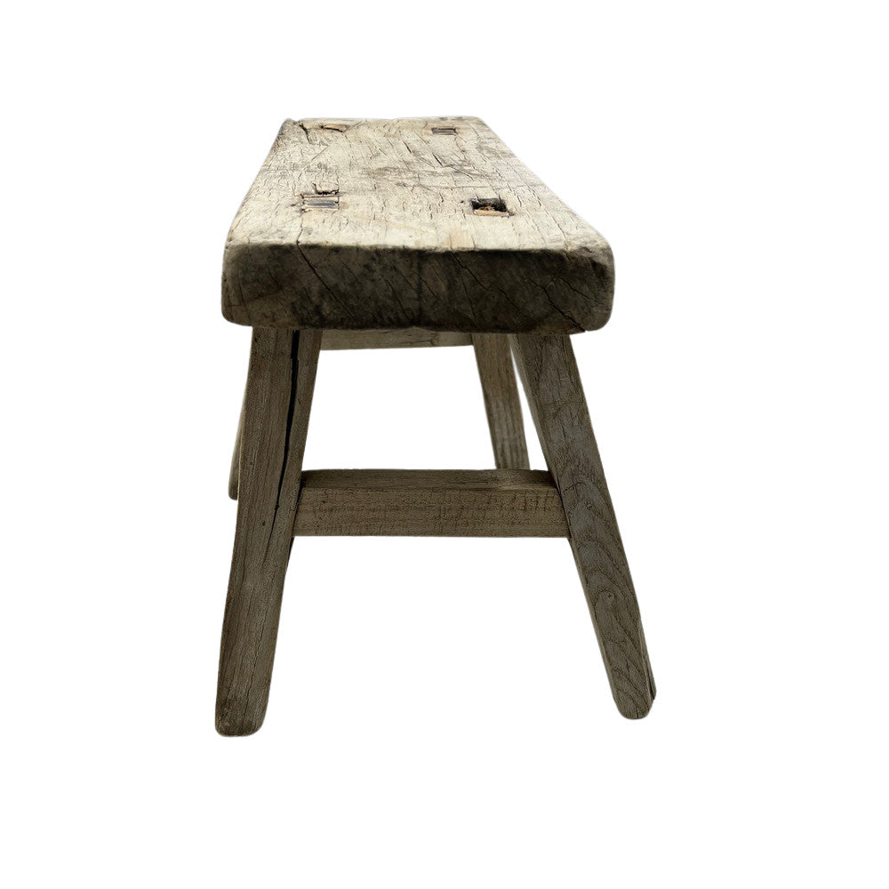 Vintage Mini Elm Wood Workers Stool - Berbere Imports