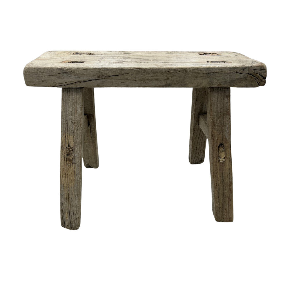 Vintage Mini Elm Wood Workers Stool - Berbere Imports