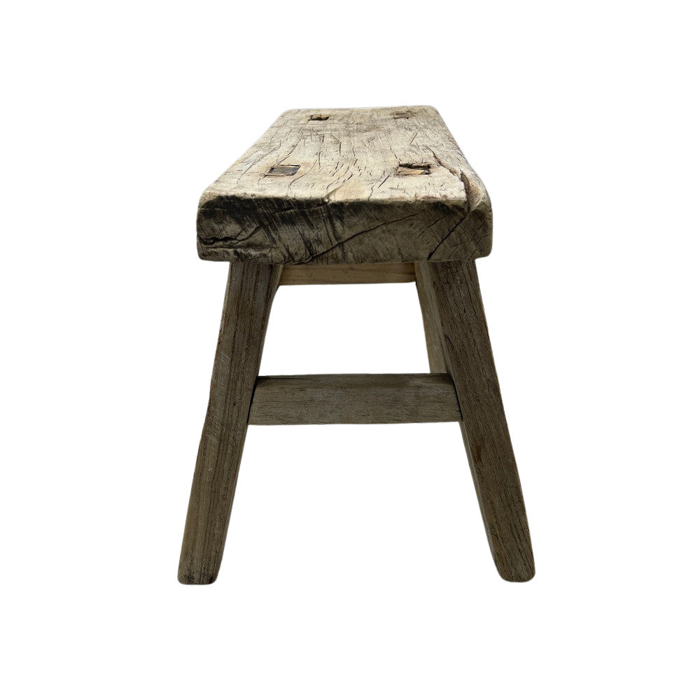 Vintage Mini Elm Wood Workers Stool - Berbere Imports