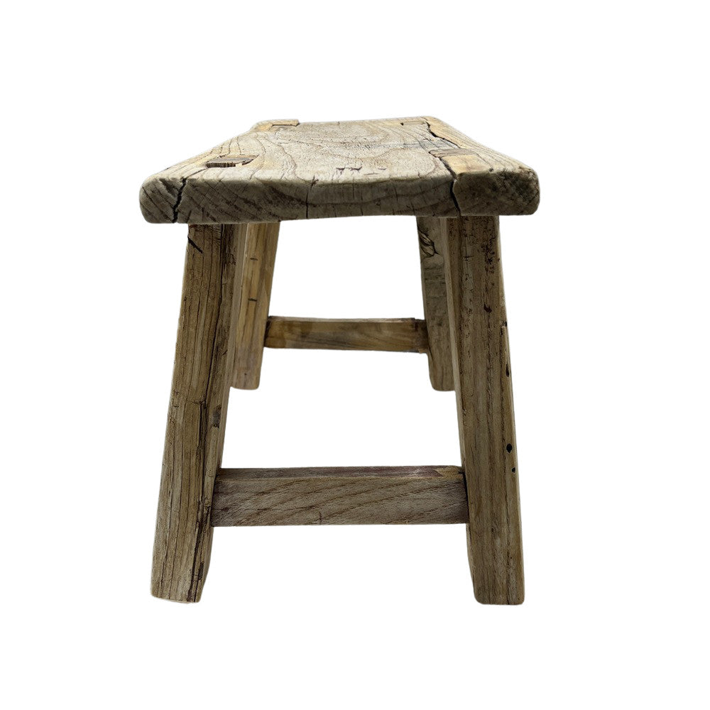 Vintage Mini Elm Wood Workers Stool - Berbere Imports