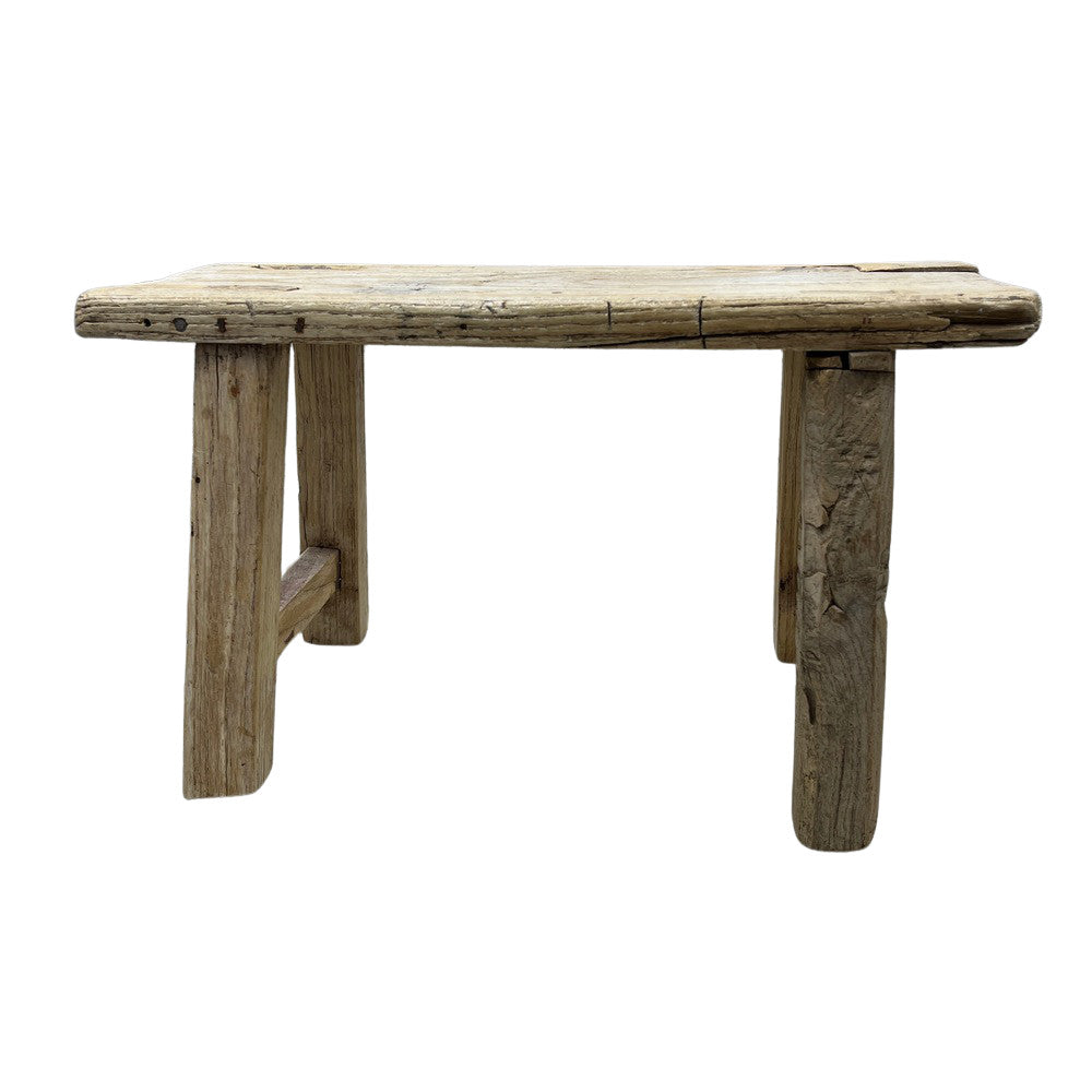 Vintage Mini Elm Wood Workers Stool - Berbere Imports