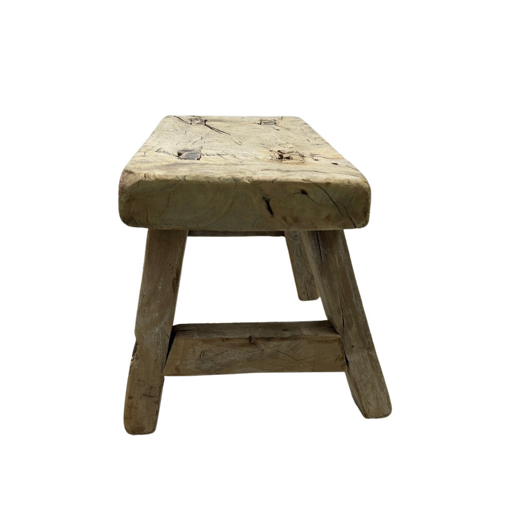 Vintage Mini Elm Wood Workers Stool - Berbere Imports