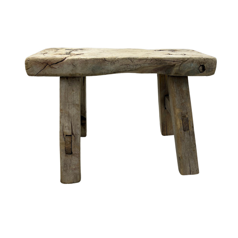 Vintage Mini Elm Wood Workers Stool - Berbere Imports