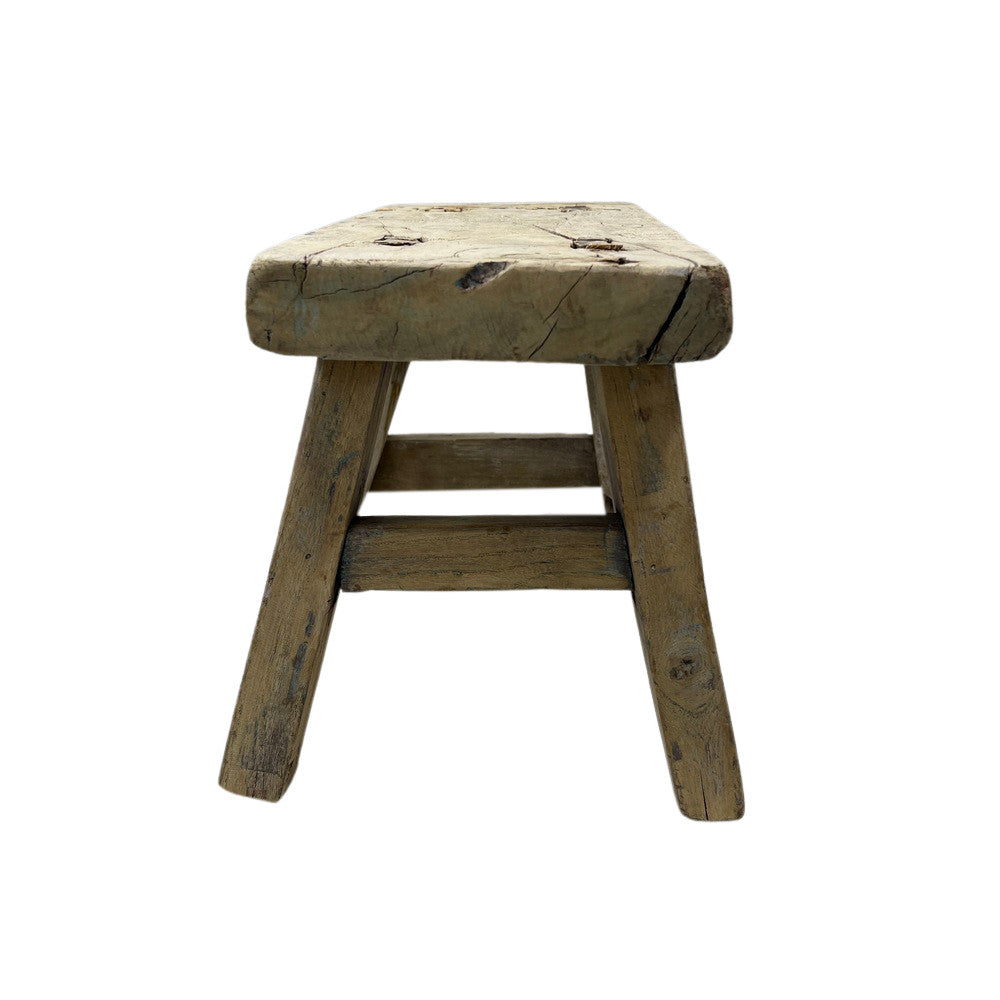 Vintage Mini Elm Wood Workers Stool - Berbere Imports