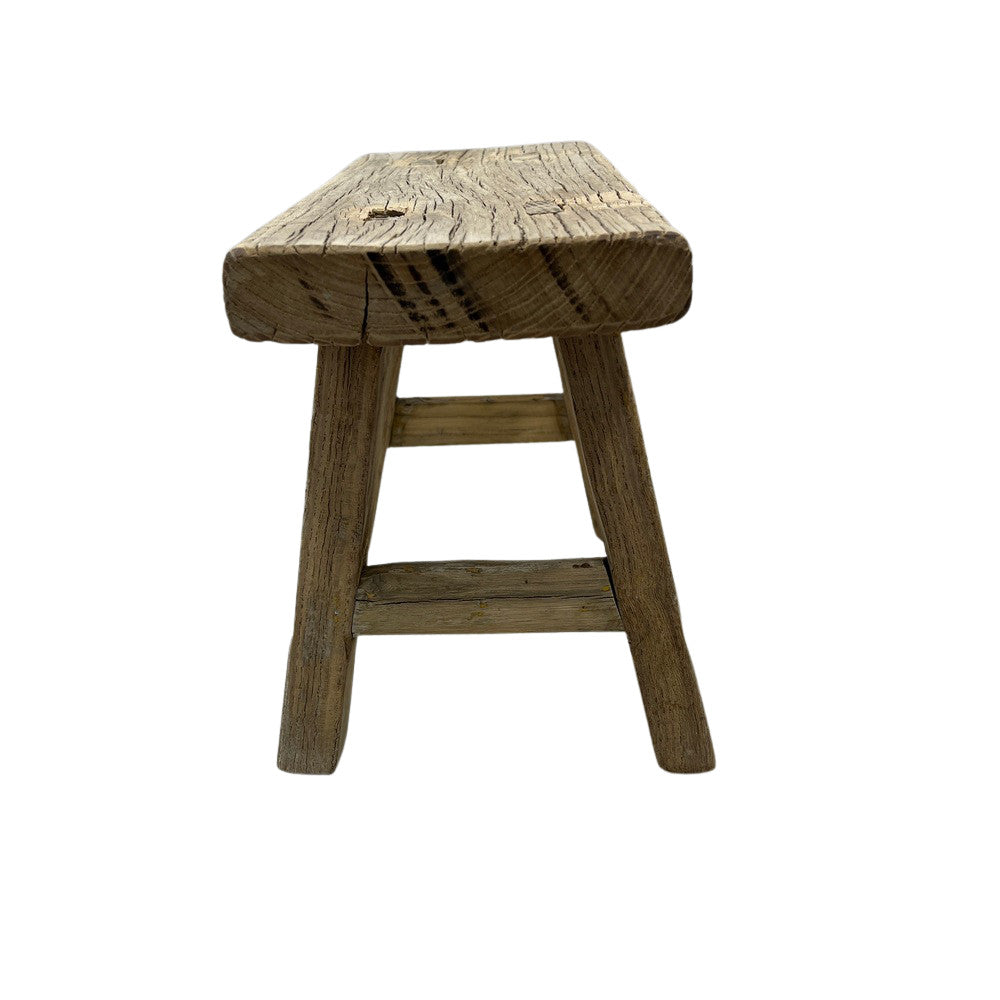 Vintage Mini Elm Wood Workers Stool - Berbere Imports