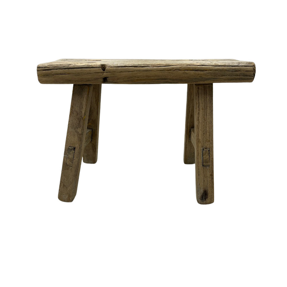 Vintage Mini Elm Wood Workers Stool - Berbere Imports