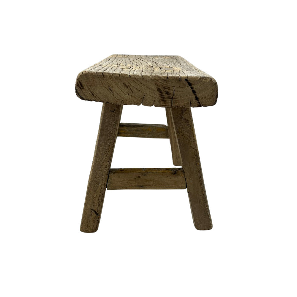 Vintage Mini Elm Wood Workers Stool - Berbere Imports