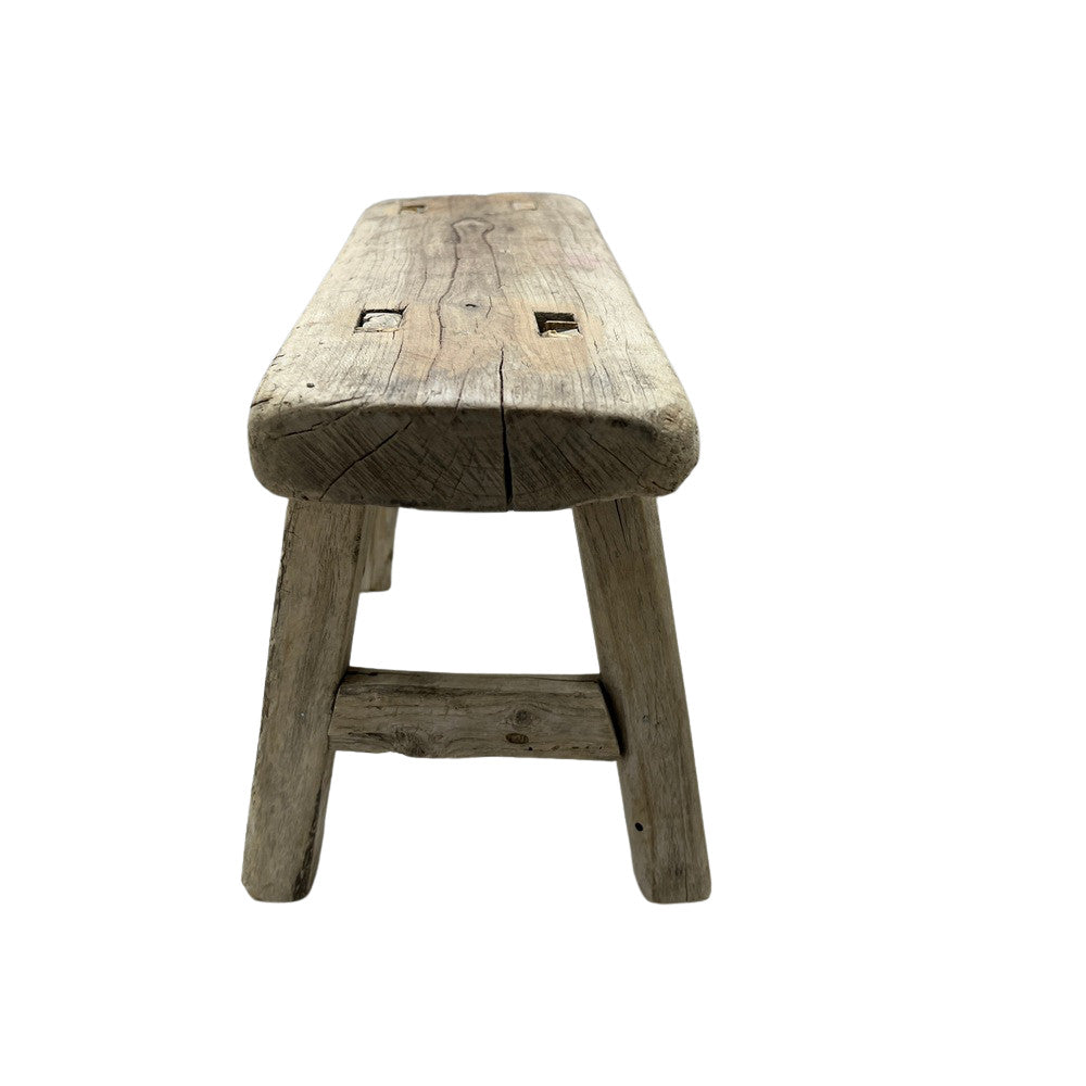 Vintage Mini Elm Wood Workers Stool - Berbere Imports