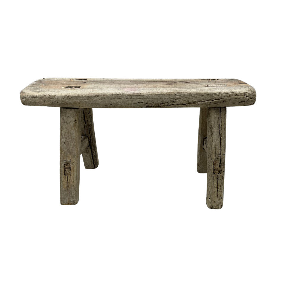 Vintage Mini Elm Wood Workers Stool - Berbere Imports