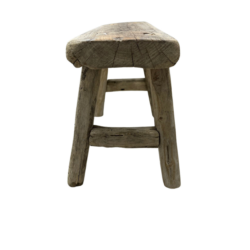 Vintage Mini Elm Wood Workers Stool - Berbere Imports