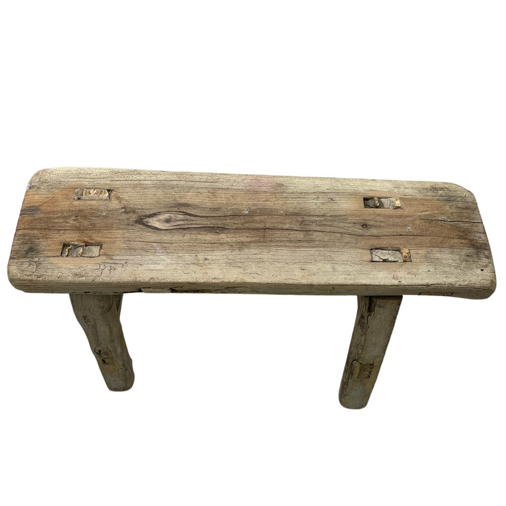 Vintage Mini Elm Wood Workers Stool - Berbere Imports