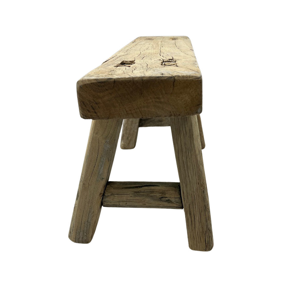 Vintage Mini Elm Wood Workers Stool - Berbere Imports