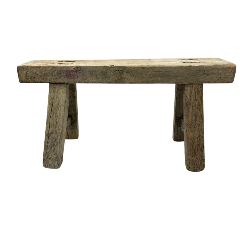 Vintage Mini Elm Wood Workers Stool - Berbere Imports