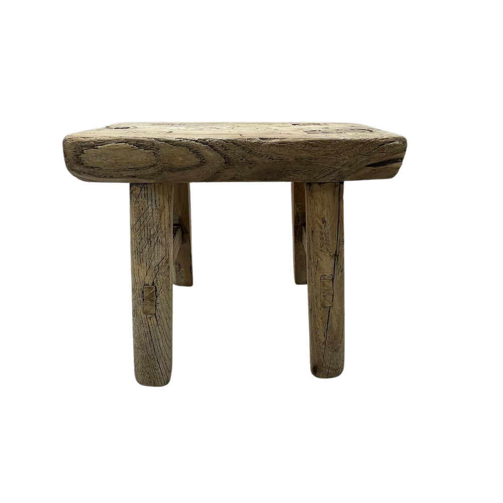 Vintage Mini Elm Wood Workers Stool - Berbere Imports