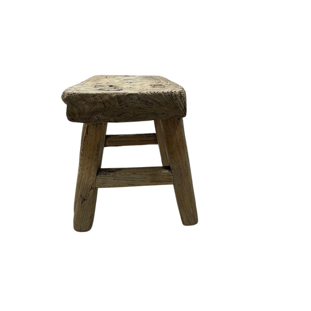 Vintage Mini Elm Wood Workers Stool - Berbere Imports