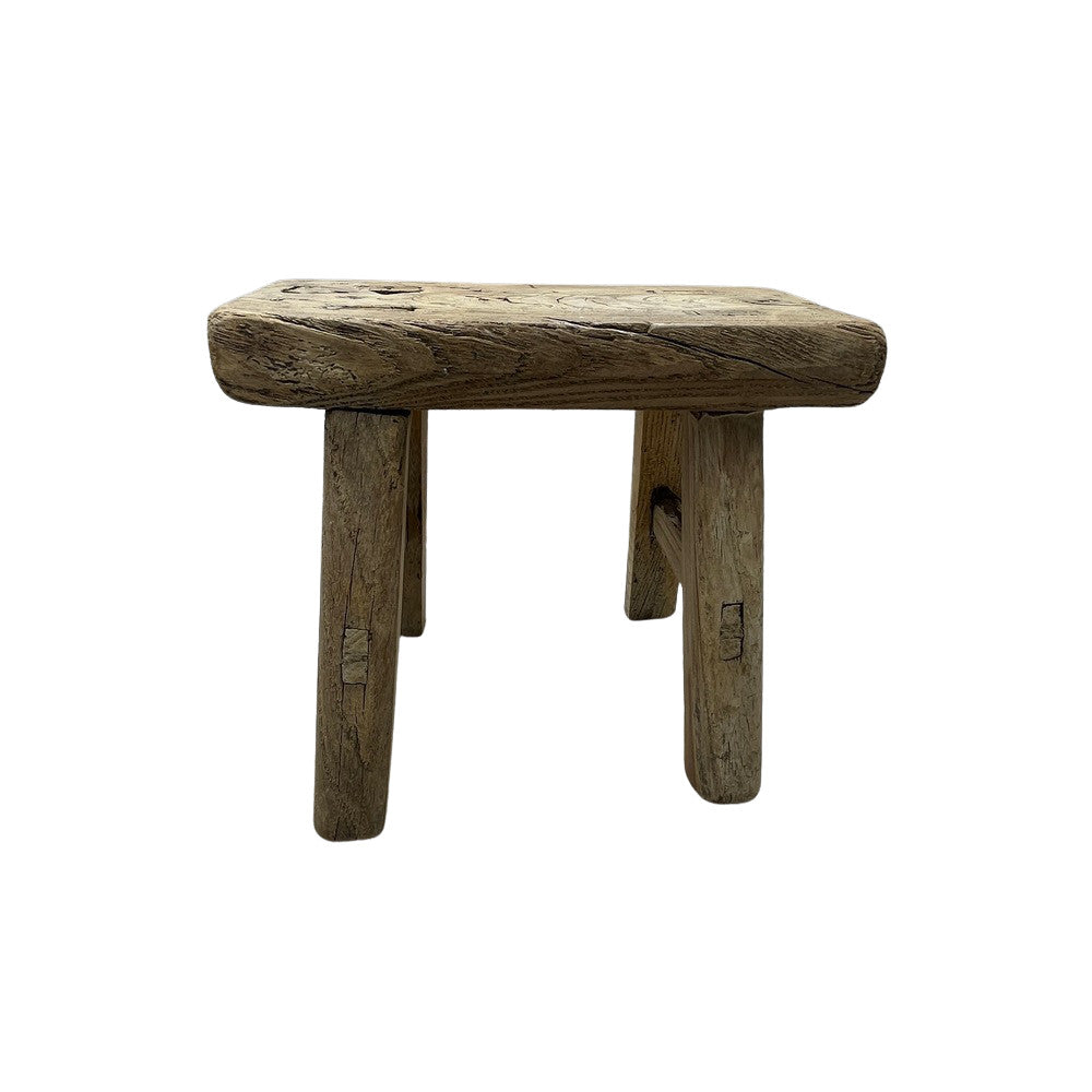 Vintage Mini Elm Wood Workers Stool - Berbere Imports