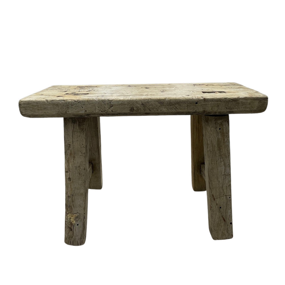 Vintage Mini Elm Wood Workers Stool - Berbere Imports