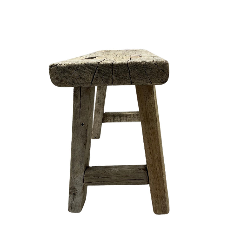 Vintage Mini Elm Wood Workers Stool - Berbere Imports