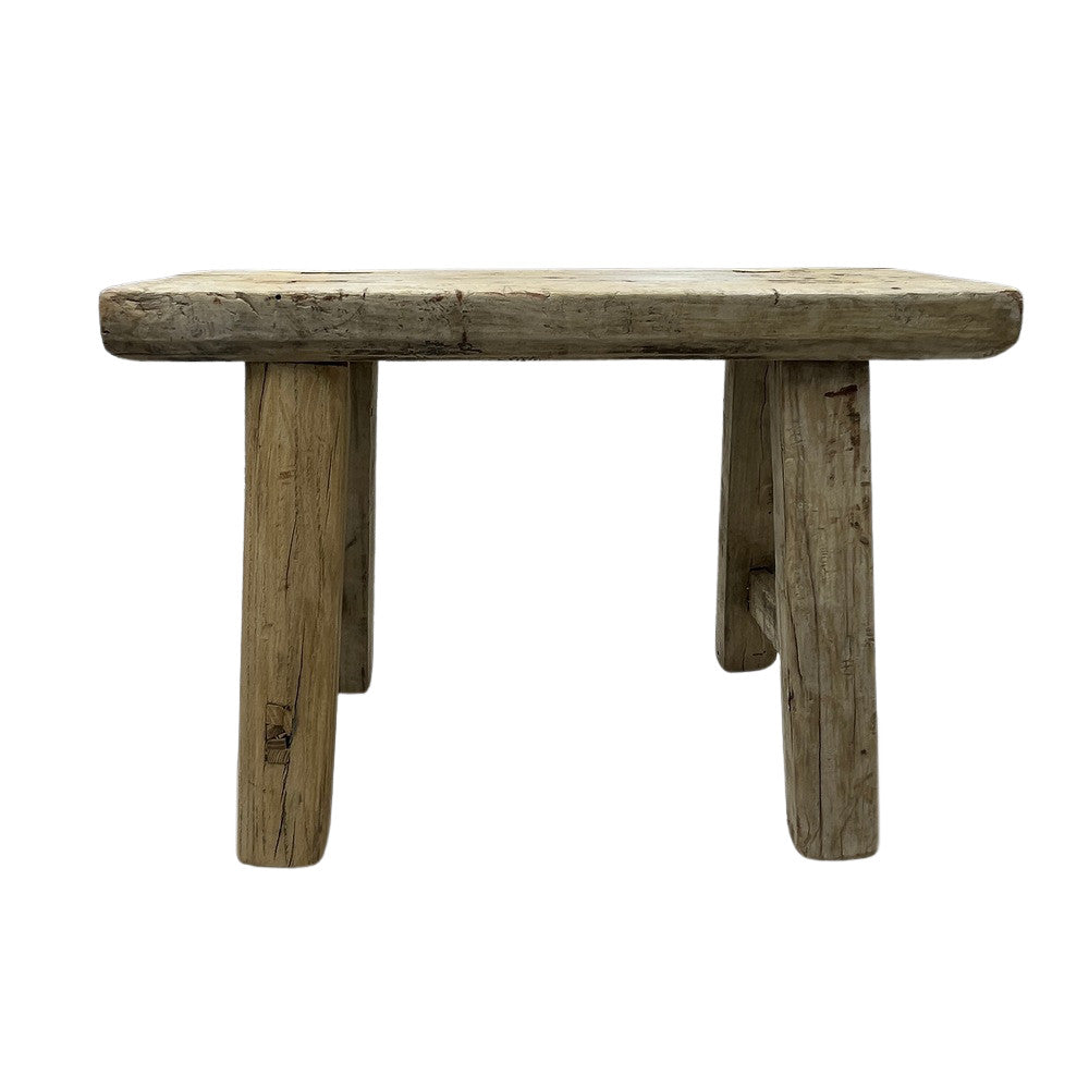 Vintage Mini Elm Wood Workers Stool - Berbere Imports