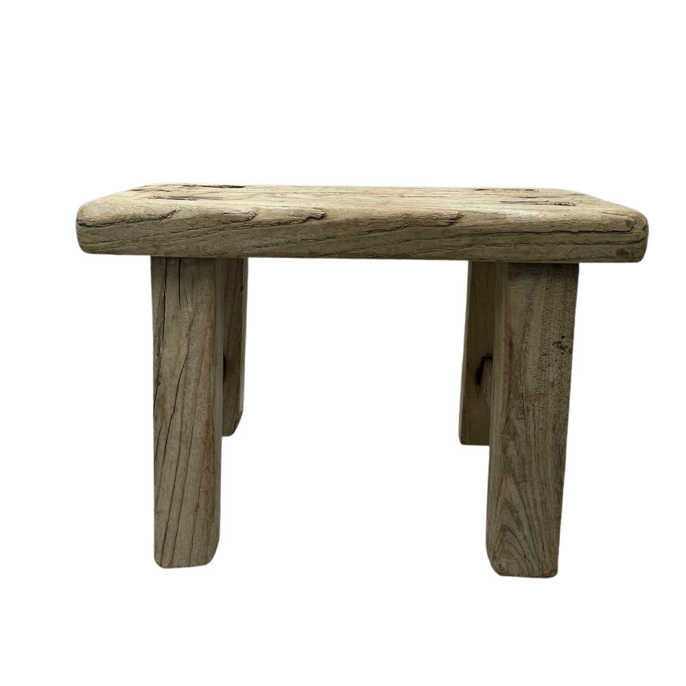 Vintage Mini Elm Wood Workers Stool - Berbere Imports