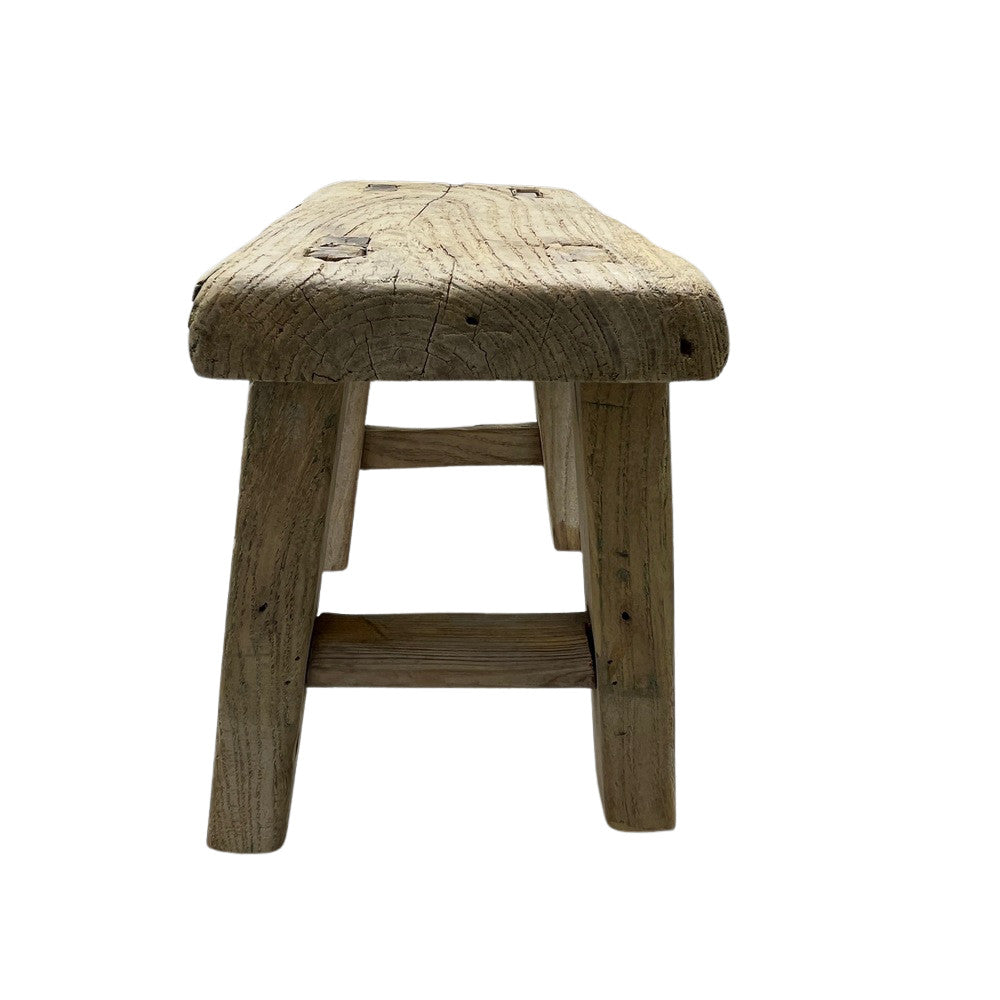 Vintage Mini Elm Wood Workers Stool - Berbere Imports