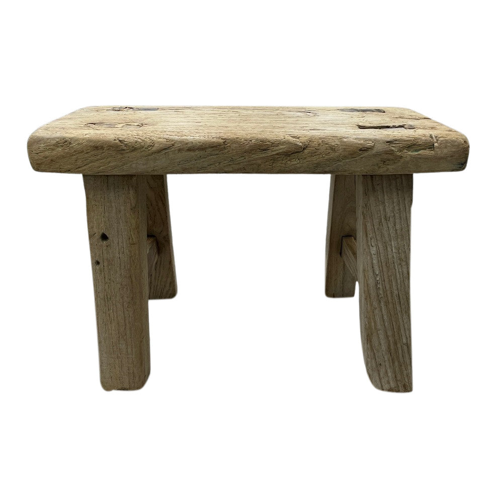 Vintage Mini Elm Wood Workers Stool - Berbere Imports