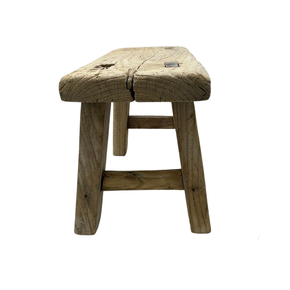 Vintage Mini Elm Wood Workers Stool - Berbere Imports