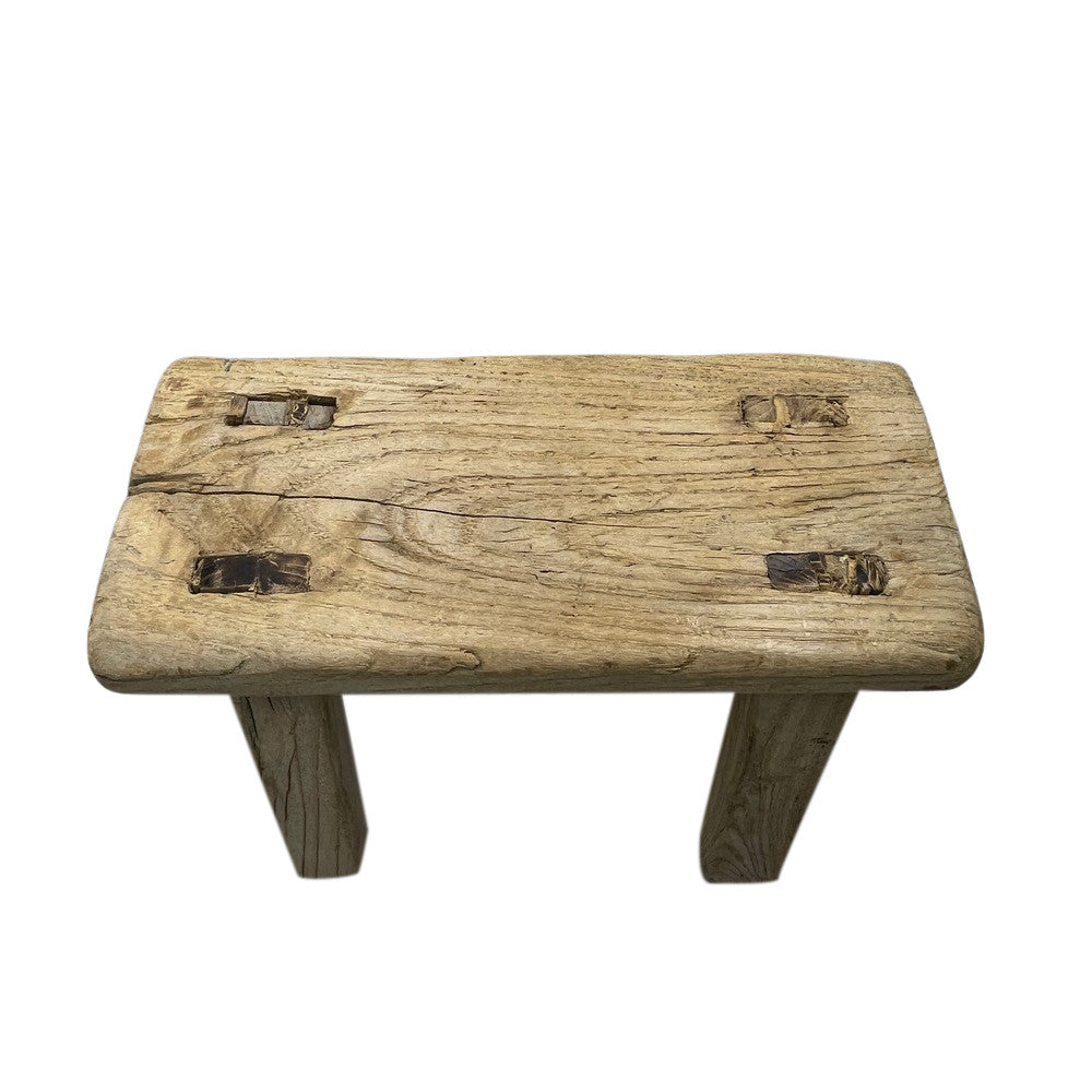 Vintage Mini Elm Wood Workers Stool - Berbere Imports