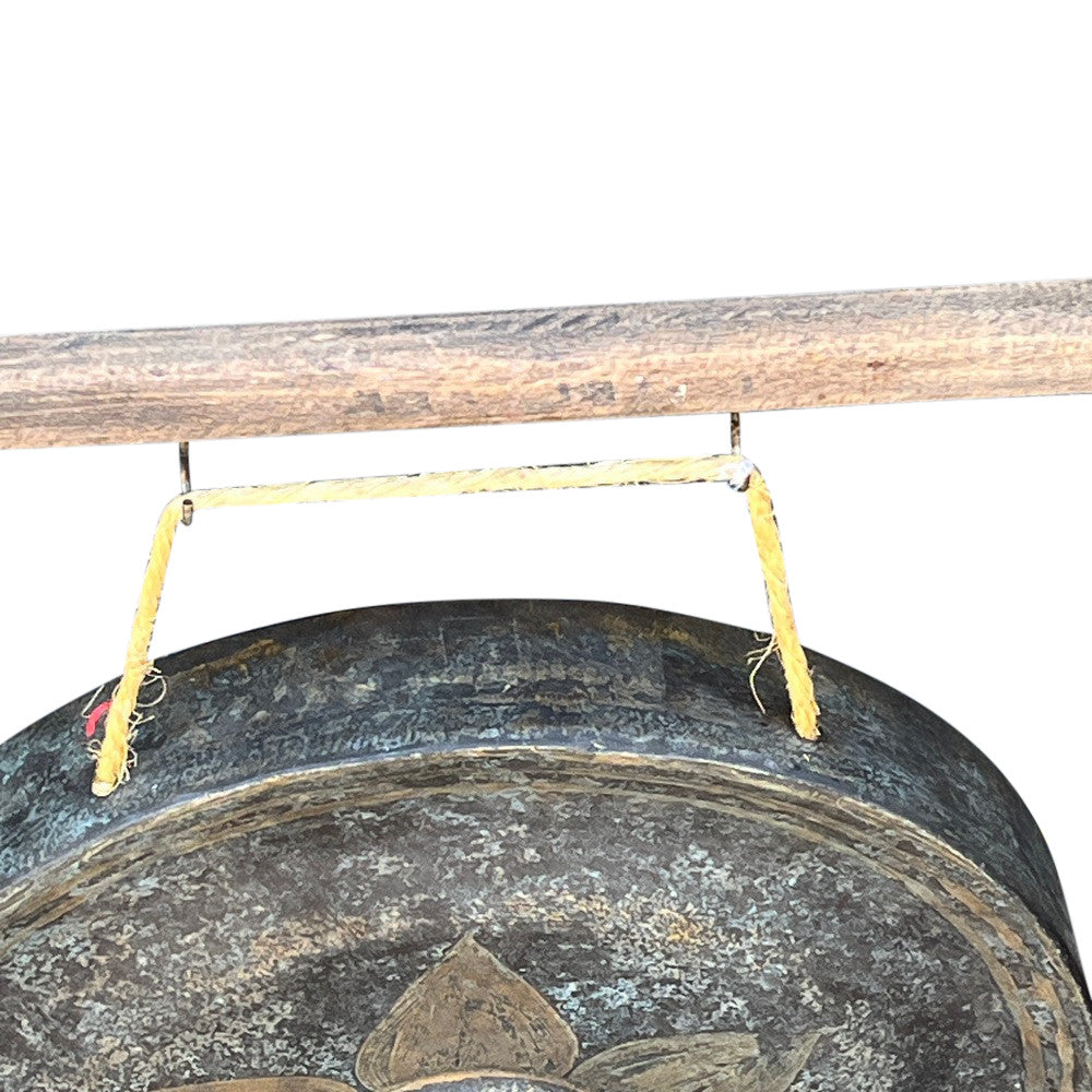 Vintage Thai Metal Gong On Wooden Stand - Small - Berbere Imports