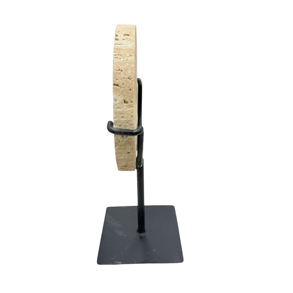 Travertine Disc On Metal Stand - Berbere Imports