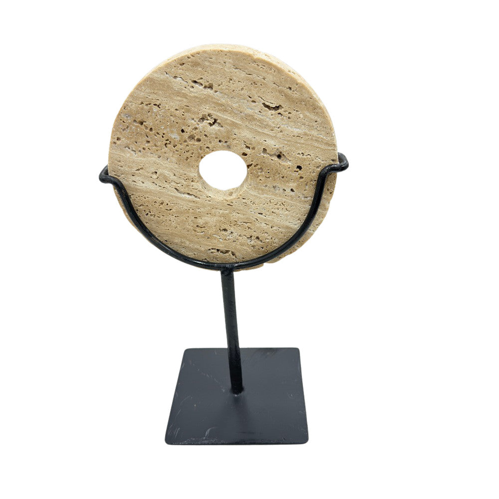 Travertine Disc On Metal Stand - Berbere Imports