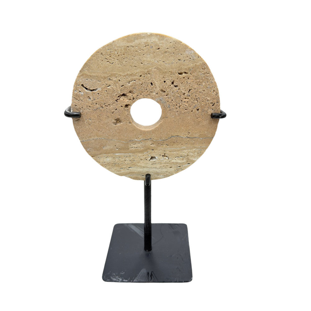 Travertine Disc On Metal Stand - Berbere Imports