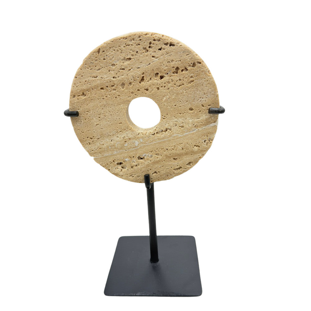 Travertine Disc On Metal Stand - Berbere Imports