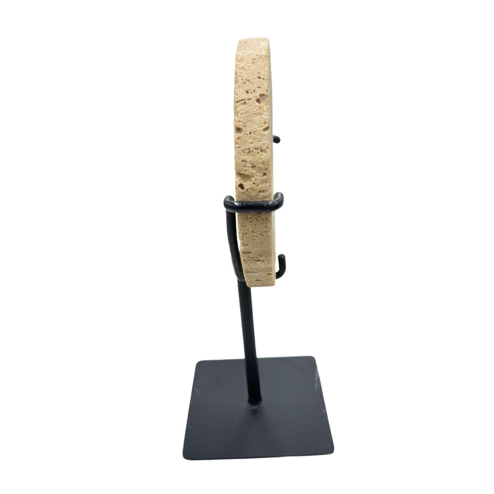 Travertine Disc On Metal Stand - Berbere Imports