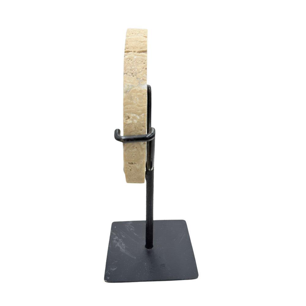Travertine Disc On Metal Stand - Berbere Imports