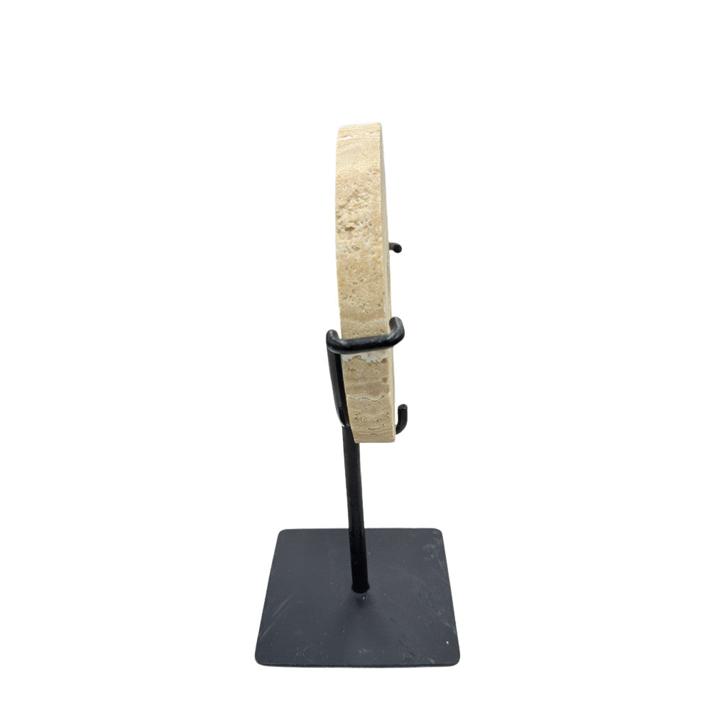 Travertine Disc On Metal Stand - Berbere Imports
