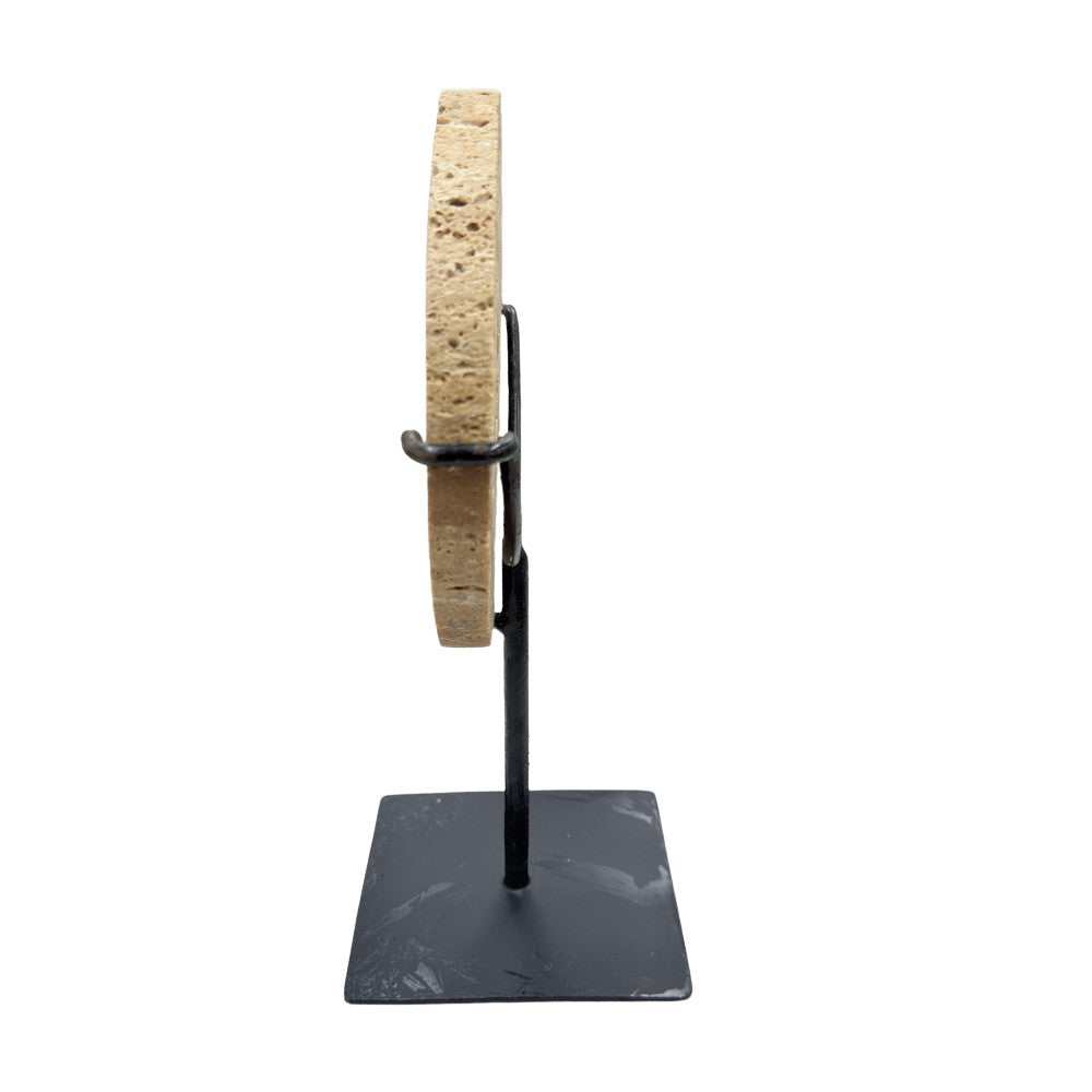 Travertine Disc On Metal Stand - Berbere Imports