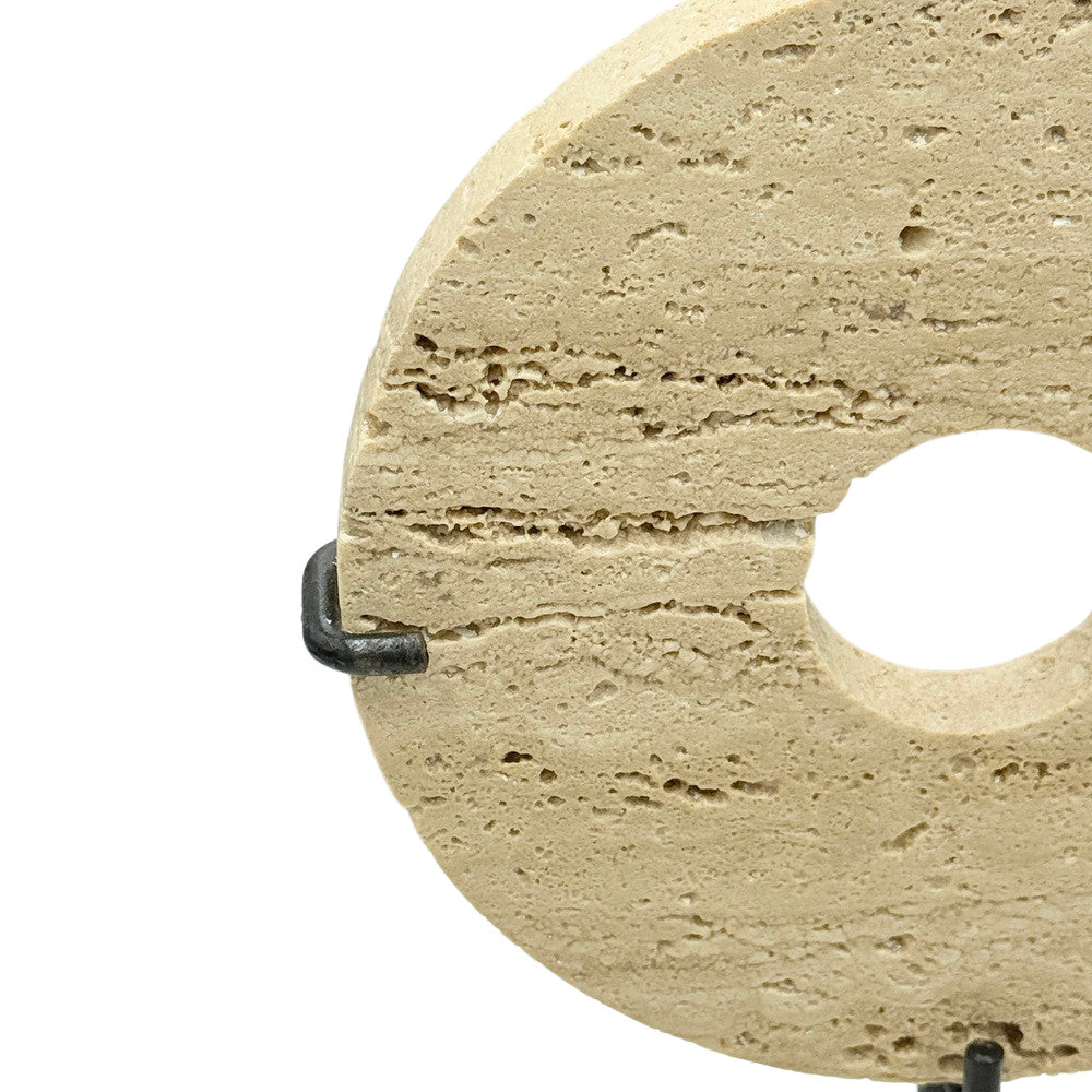 Travertine Disc On Metal Stand - Berbere Imports