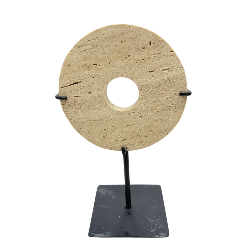 Travertine Disc On Metal Stand - Berbere Imports