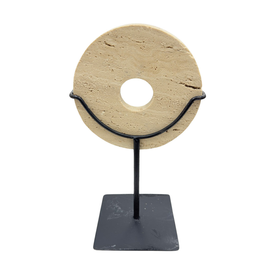 Travertine Disc On Metal Stand - Berbere Imports